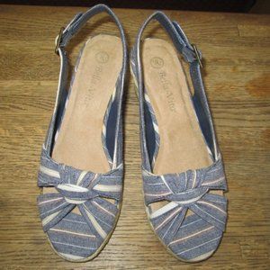 Womens Bella Vita Espadrille Sandals Blue/White